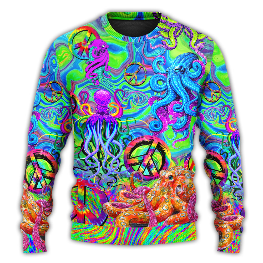 Hippie Funny Octopus Colorful Tie Dye – Sweater - Ugly Christmas Sweater