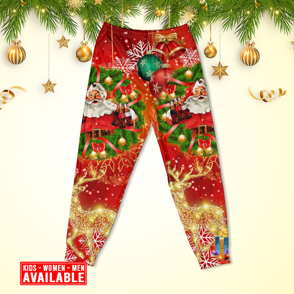 Christmas Santa Claus Drinking Christmas Tree Red Light - Pajamas Long Sleeve - Owls Matrix LTD