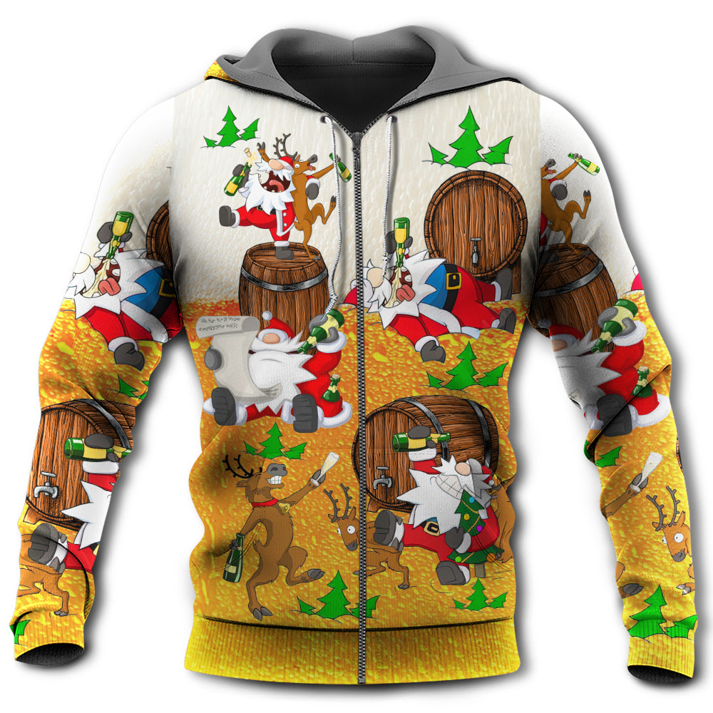 Christmas Santa Beer Cheerful Style - Hoodie