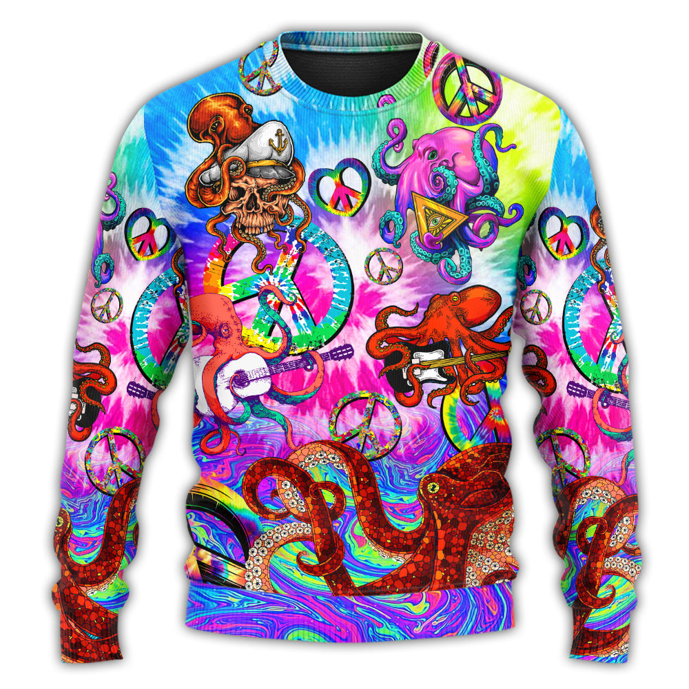 Hippie Happy Octopus Colorful Tie Dye – Sweater - Ugly Christmas Sweater