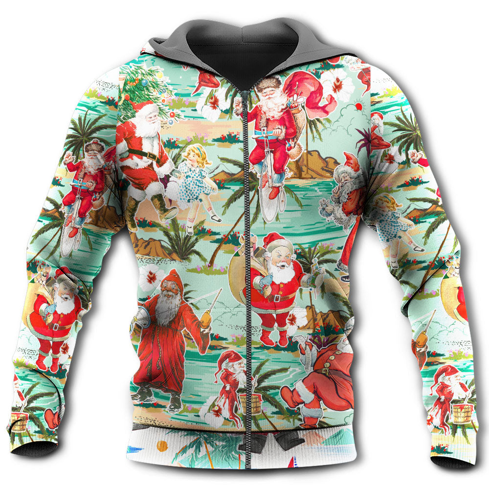 Christmas Santa Vacation Beach Joyful - Hoodie