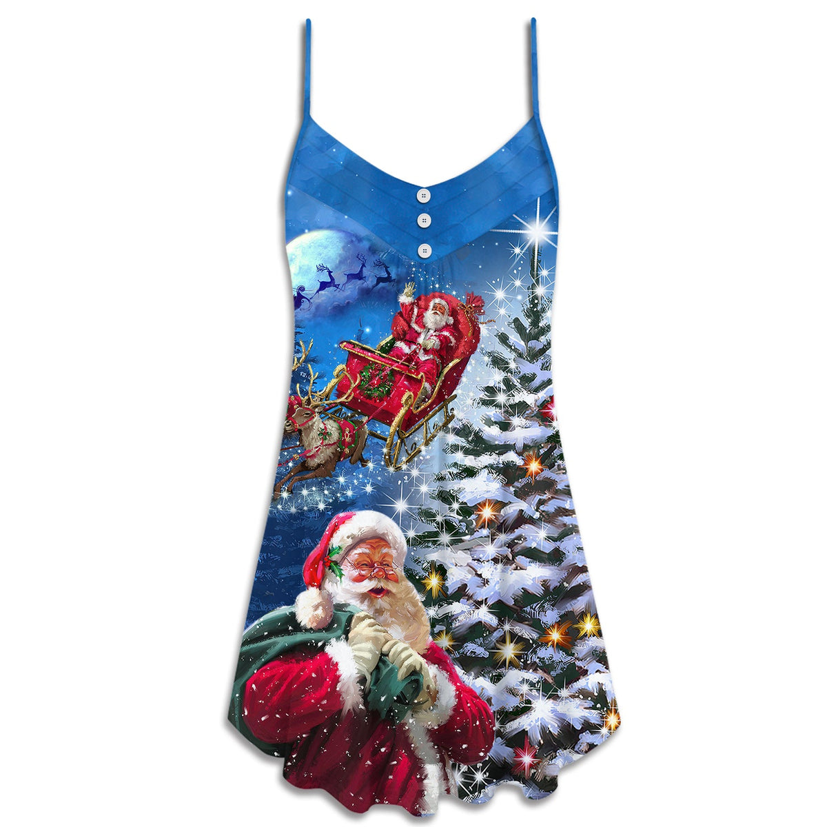 Santa Story Christmas Joy – Women's Summer Sleeveless V-Neck Camisole Dress
