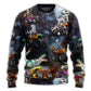 Halloween Skeleton Dinosaur Monster Truck Art – Sweater - Ugly Christmas Sweater