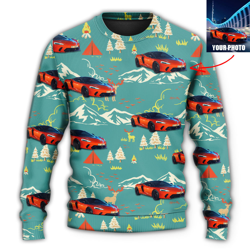 Car Driving Mountain Landscape Art – Sweater - Ugly Christmas Sweater