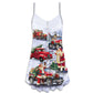 Santa Red Truck Gift – Women's Summer Sleeveless V-Neck Camisole Dress