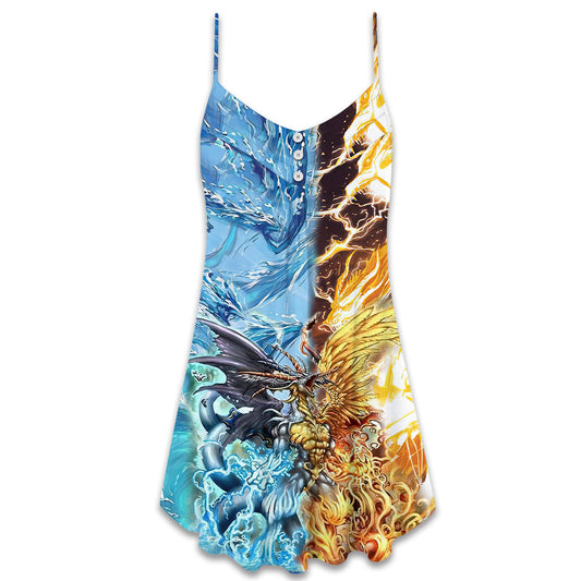Dragon Immortal Life Fantasy – Women's Summer Sleeveless V-Neck Camisole Dress