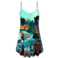 Halloween Black Cat Pumpkin Night – Women's Summer Sleeveless V-Neck Camisole Dress