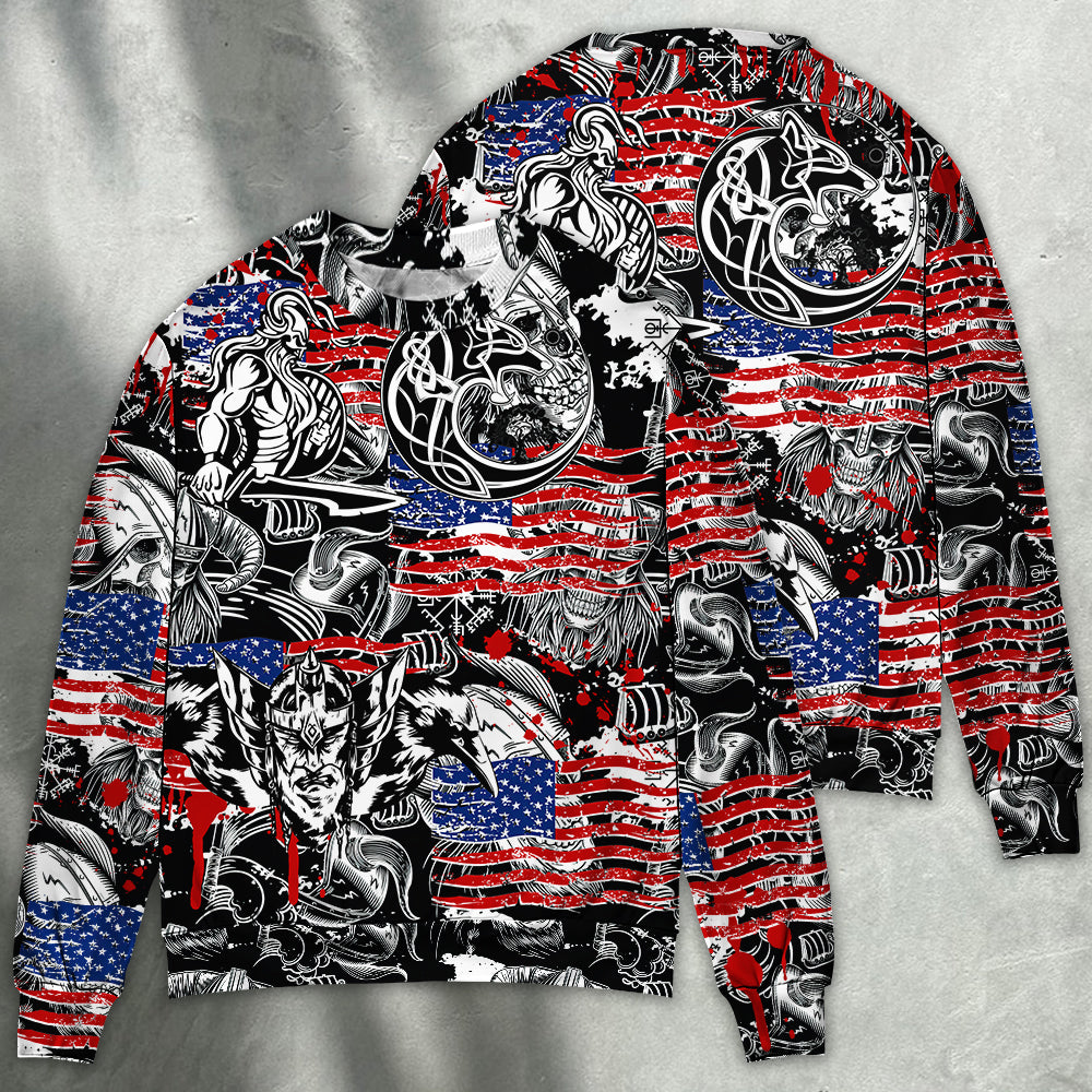 Viking Independence Day Warrior And Wolf – Sweater - Ugly Christmas Sweater