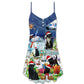 Black Cat Merry Catmas – Women's Summer Sleeveless V-Neck Camisole Dress