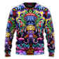 Hippie Mushroom And Skull Art – Sweater - Ugly Christmas Sweater