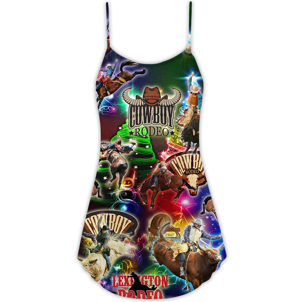 Cowboy Rodeo Merry Christmas – Women's Summer Sleeveless V-Neck Camisole Dress