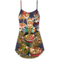 Cat Eating Ramen Cute – Women's Summer Sleeveless V-Neck Camisole Dress
