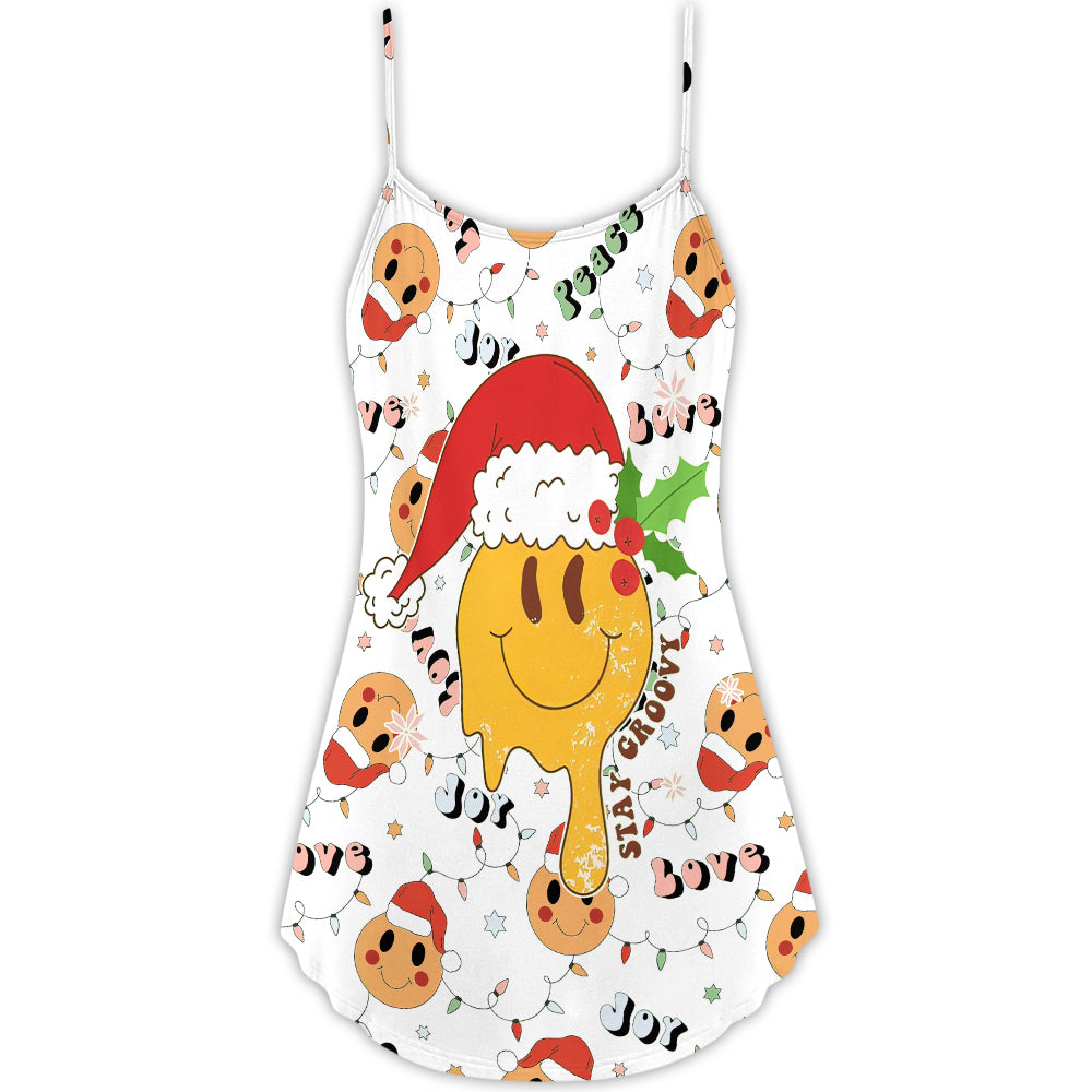 Groovy Santa Smile – Women's Summer Sleeveless V-Neck Camisole Dress