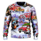 Santa Hot Rod Christmas Tree Style – Sweater - Ugly Christmas Sweater