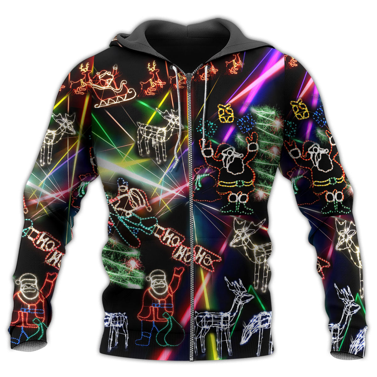 Christmas Tree Snowman Neon Art – 3D Hoodie