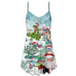 Christmas Roarsome Santa Funny – Women's Summer Sleeveless V-Neck Camisole Dress