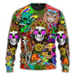 Hippie Skull Colorful Cool Art – Sweater - Ugly Christmas Sweater