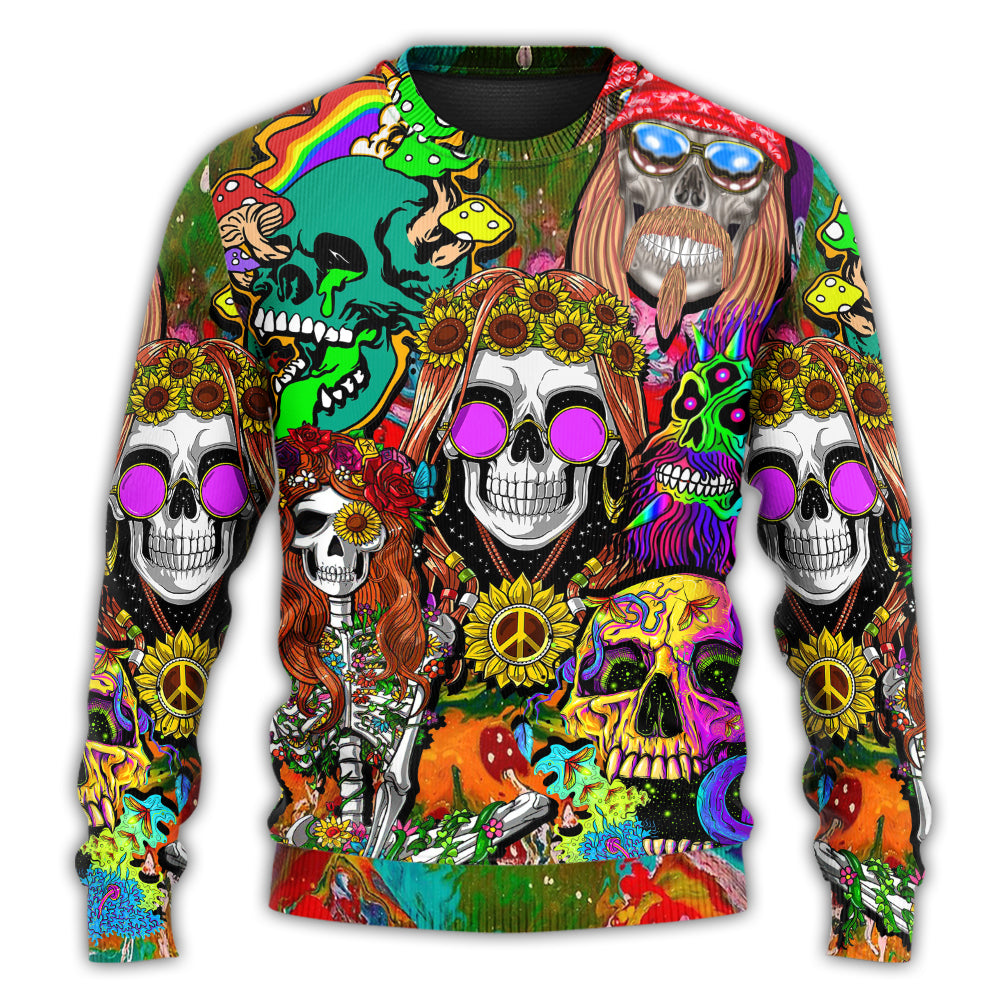 Hippie Skull Colorful Cool Art – Sweater - Ugly Christmas Sweater