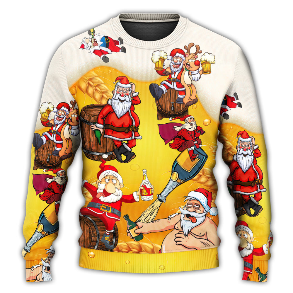Christmas Santa Beer Holiday Fun Style – Sweater - Ugly Christmas Sweater