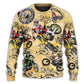 Motocross Biker Vintage Art Style – Sweater - Ugly Christmas Sweater