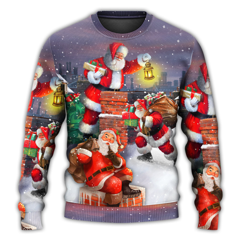 Christmas Having Fun With Santa Gift Art – Sweater - Ugly Christmas Sweater