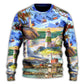 Lighthouse Christmas Santa Through The Storm – Sweater - Ugly Christmas Sweater
