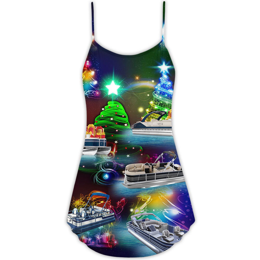 Pontoon Neon Tree Merry Christmas – Women's Summer Sleeveless V-Neck Camisole Dress