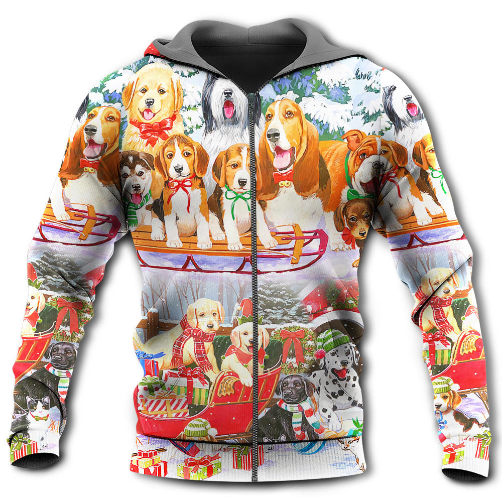 Dog Snowman Tree Merry Xmas - 3D Hoodie