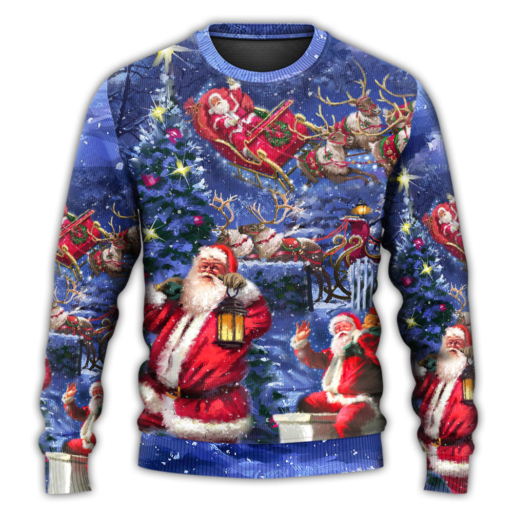Christmas Santa Chilling Happy Xmas Light – Sweater - Ugly Christmas Sweater