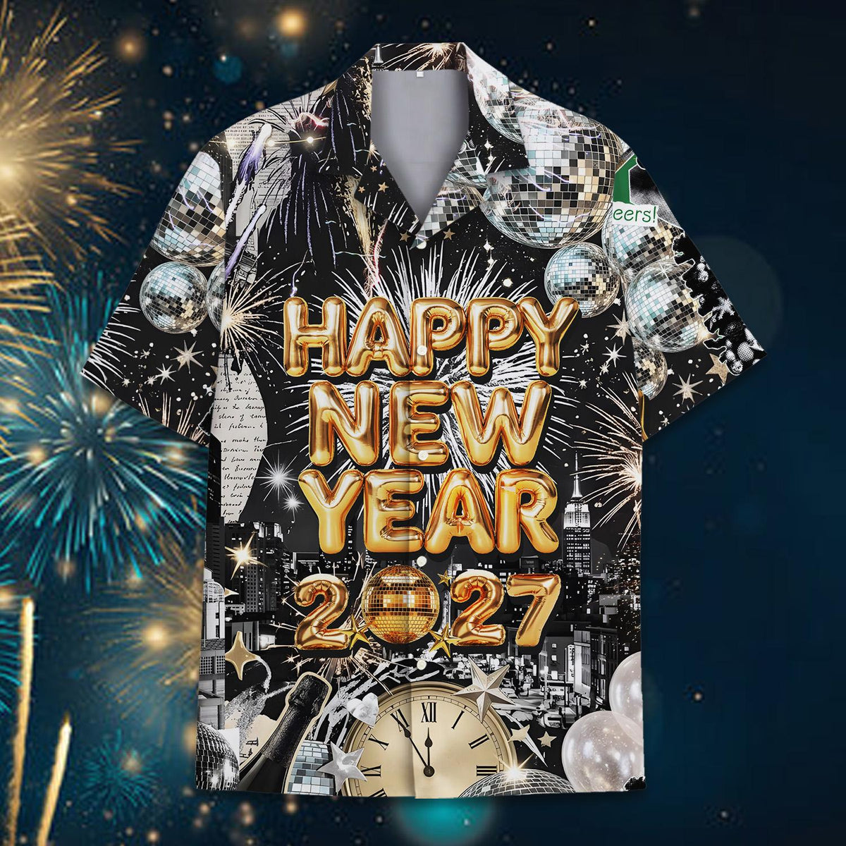 Happy New Year 2027 Fireworks Disco Ball Party – Hawaiian Shirt