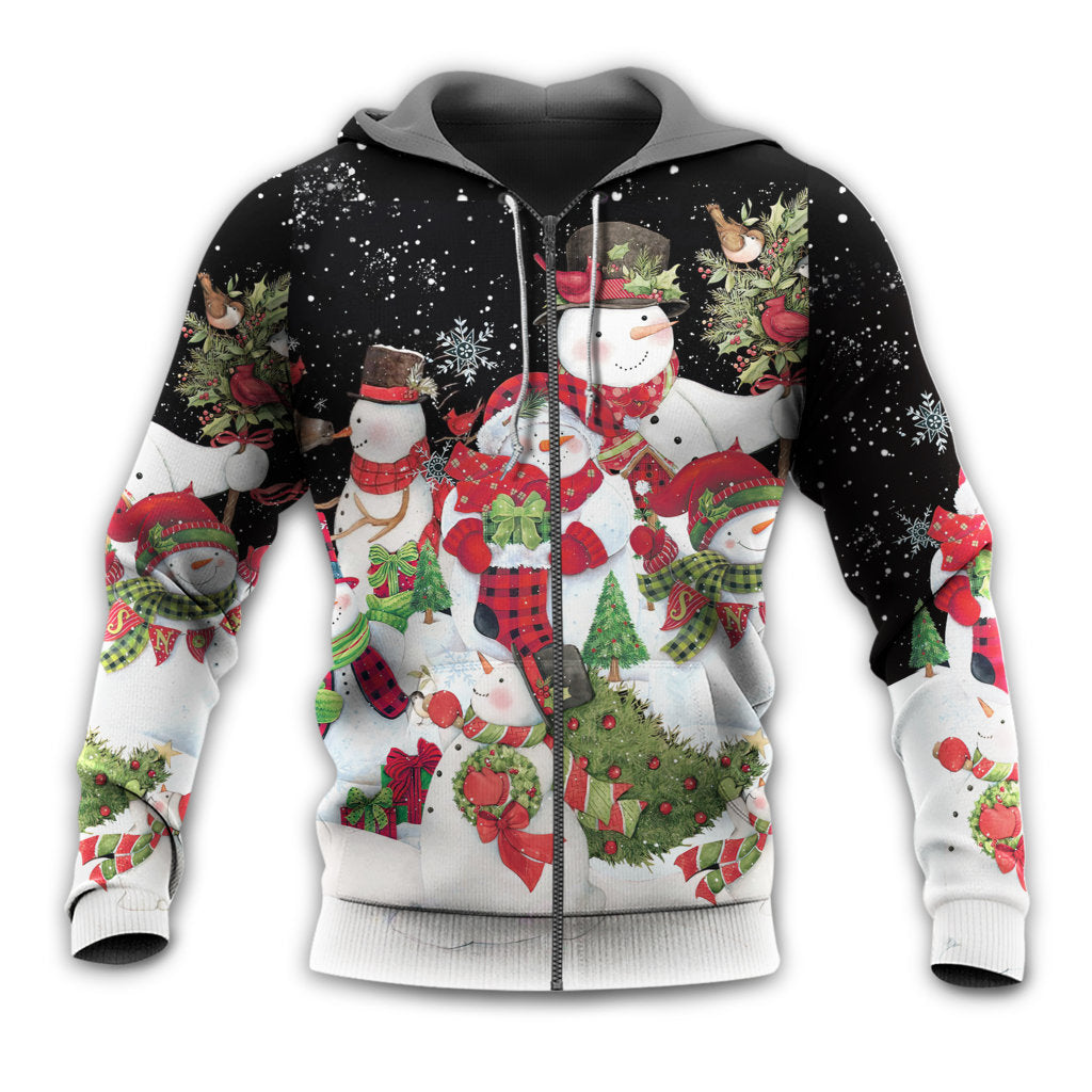 Christmas Cute Snowman Happy Xmas Cardinal - Hoodie