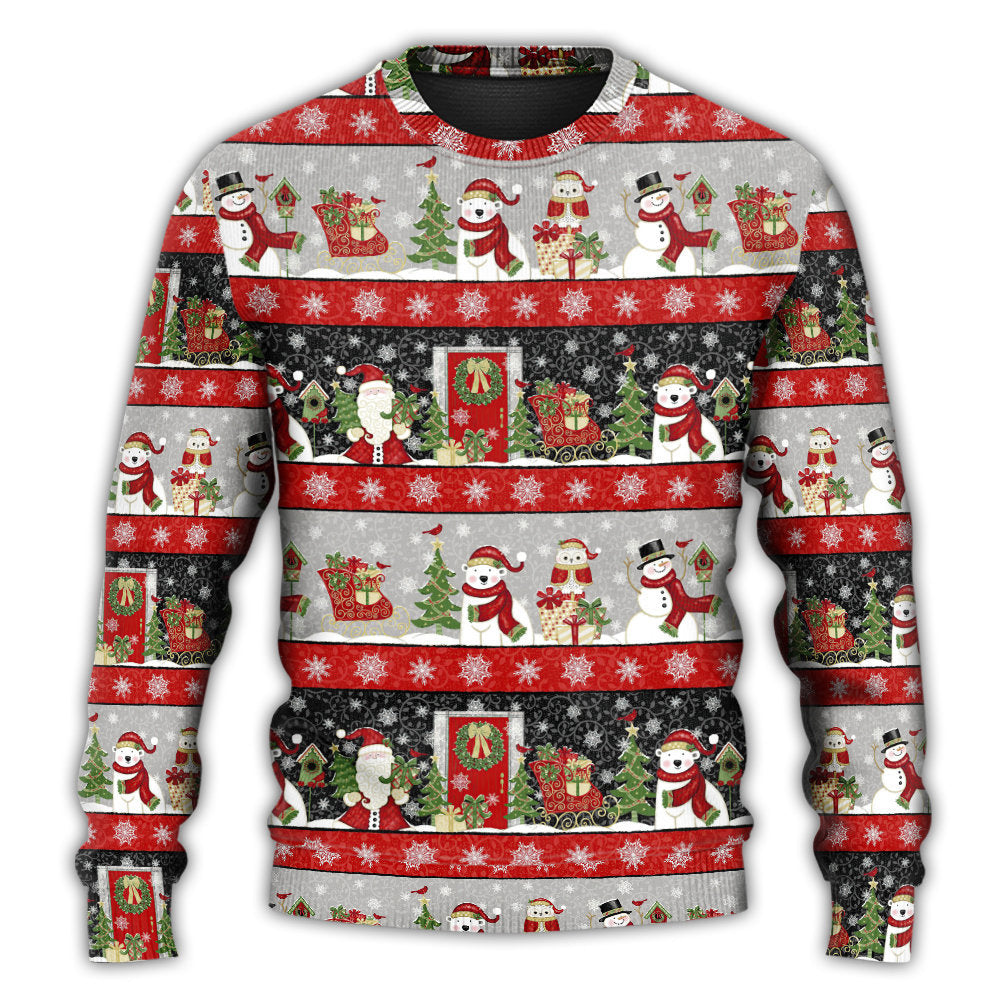 Christmas Santa And Snowman Happy Xmas – Sweater - Ugly Christmas Sweater
