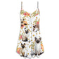 Cat Playing Golf Bling Flower – Women's Summer Sleeveless V-Neck Camisole Dress