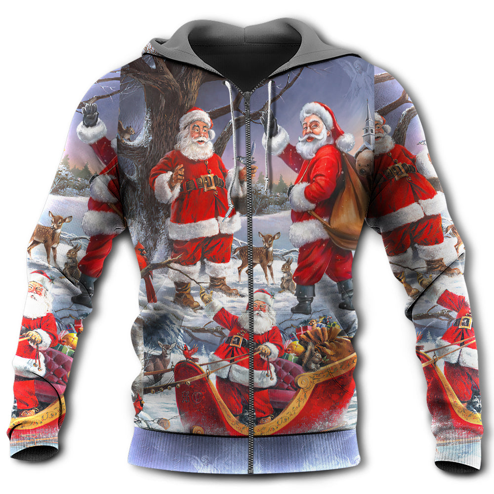 Funny Santa Xmas Coming Art - 3D Hoodie