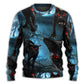Halloween Black Cat Spooky Art Style – Sweater - Ugly Christmas Sweater