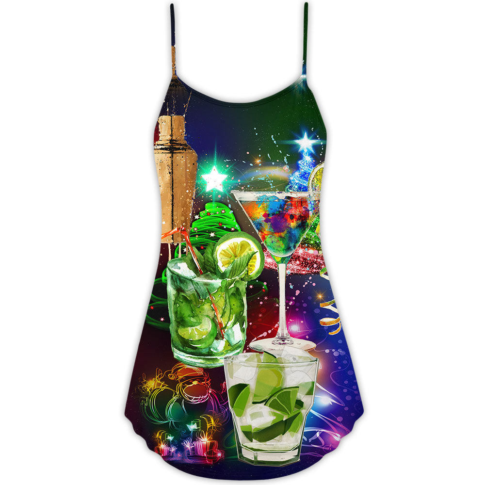 Cocktail Merry Christmas Party – Women's Summer Sleeveless V-Neck Camisole Dress