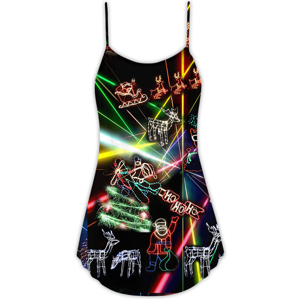 Christmas Tree Neon Snowman – Women's Summer Sleeveless V-Neck Camisole Dress