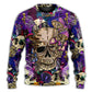 Bright Magic Mushroom Skull Art – Sweater - Ugly Christmas Sweater