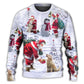 Christmas Santa Chilling With Friends Art – Sweater - Ugly Christmas Sweater