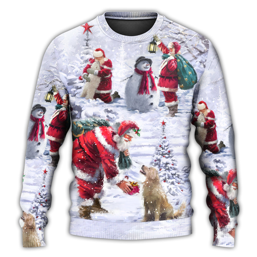 Christmas Santa Chilling With Friends Art – Sweater - Ugly Christmas Sweater
