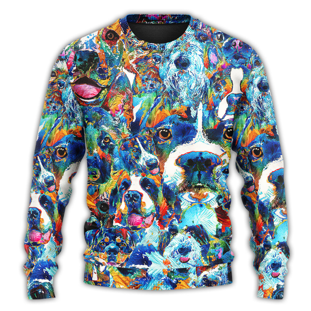 Dog Lover Delight Art Style – Sweater - Ugly Christmas Sweater