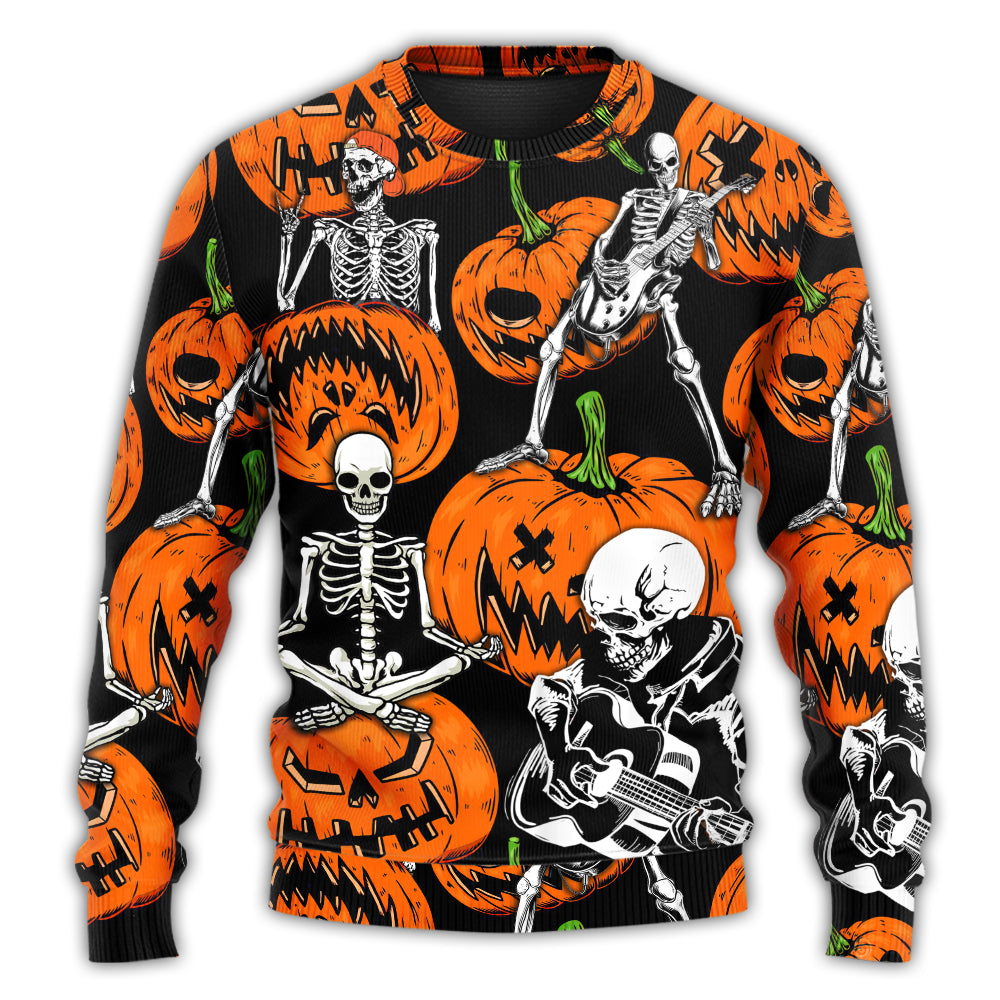 Halloween Skeleton Pumpkin Art – Sweater - Ugly Christmas Sweater