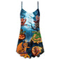 Halloween Dragon Pumpkin Night – Women's Summer Sleeveless V-Neck Camisole Dress