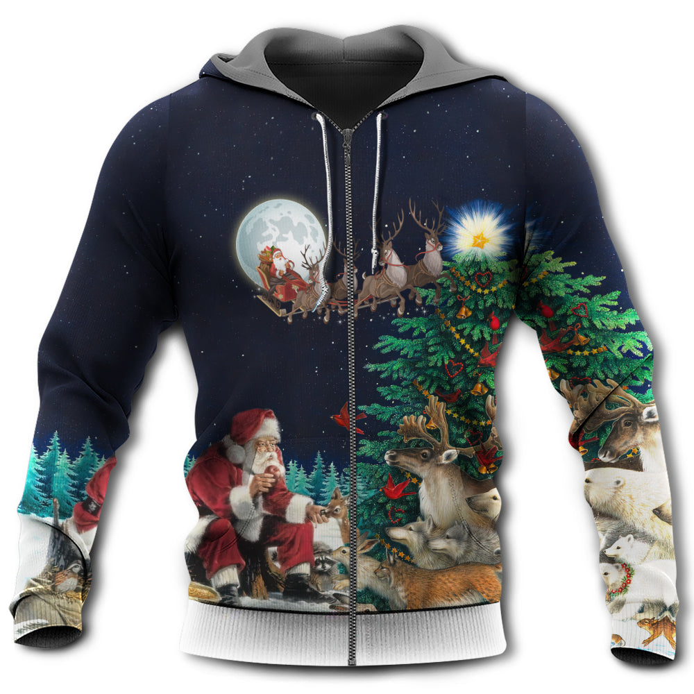 Christmas Santa Giving Gifts Christmas Night - Hoodie