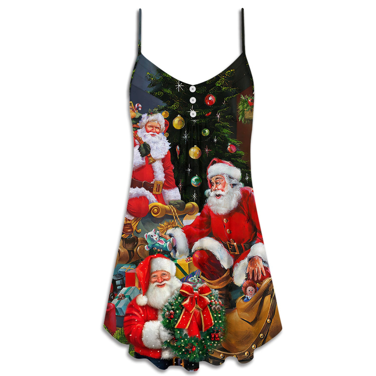 Santa Gift Christmas Is Coming – Women's Summer Sleeveless V-Neck Camisole Dress