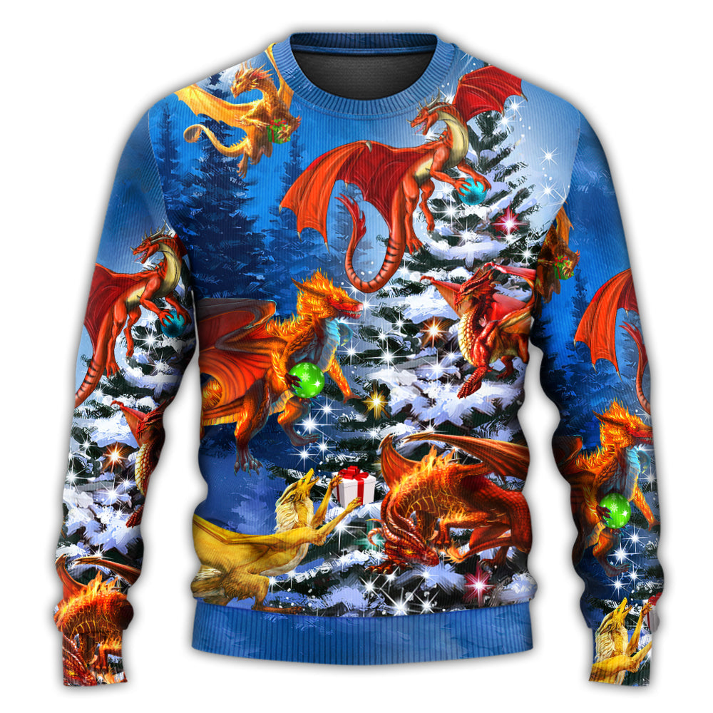 Christmas Dragon Family Love Light Art – Sweater - Ugly Christmas Sweater