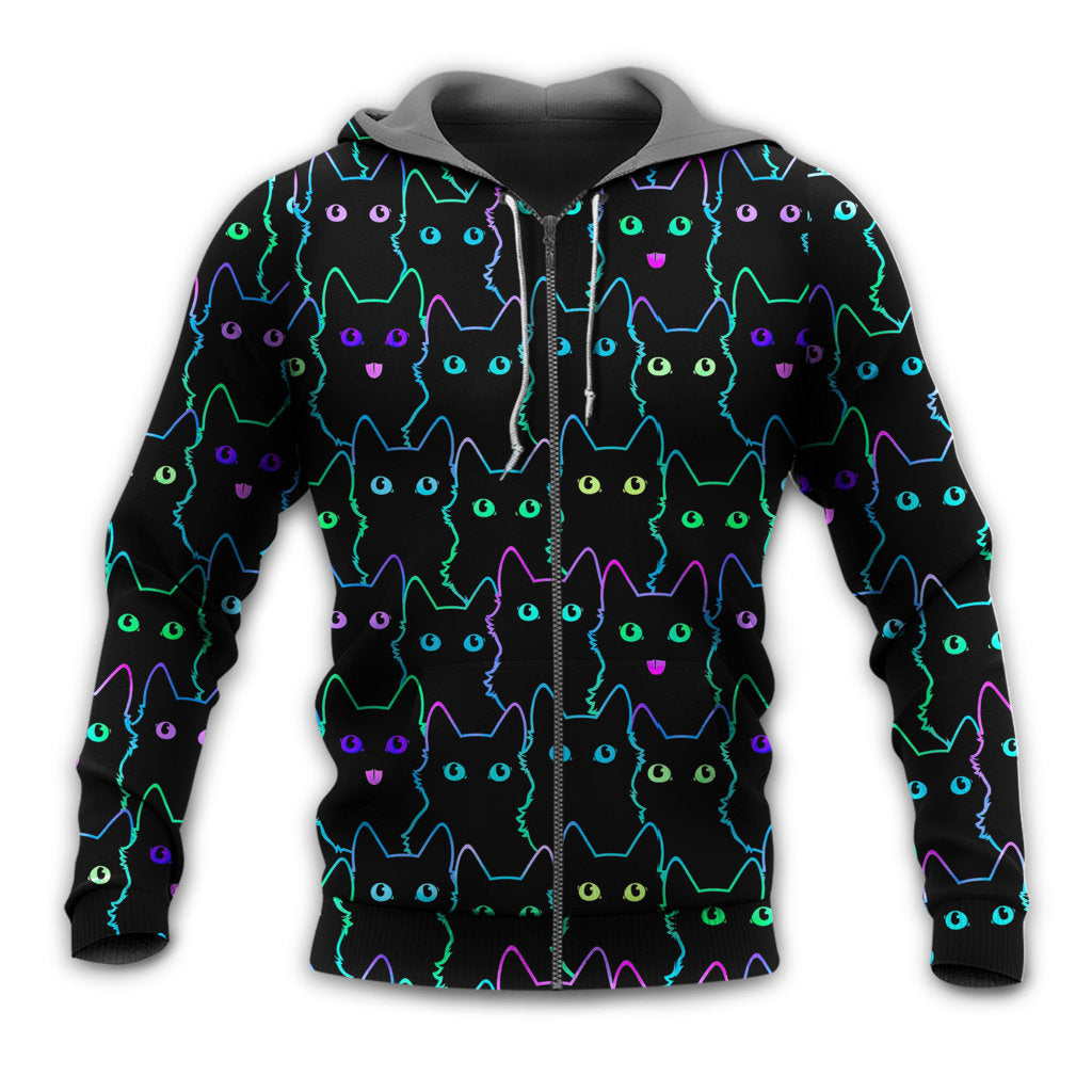 Cute Kitten Neon Glow Style - 3D Hoodie
