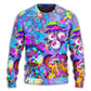 Hippie Mushroom Colorful Cool Art – Sweater - Ugly Christmas Sweater