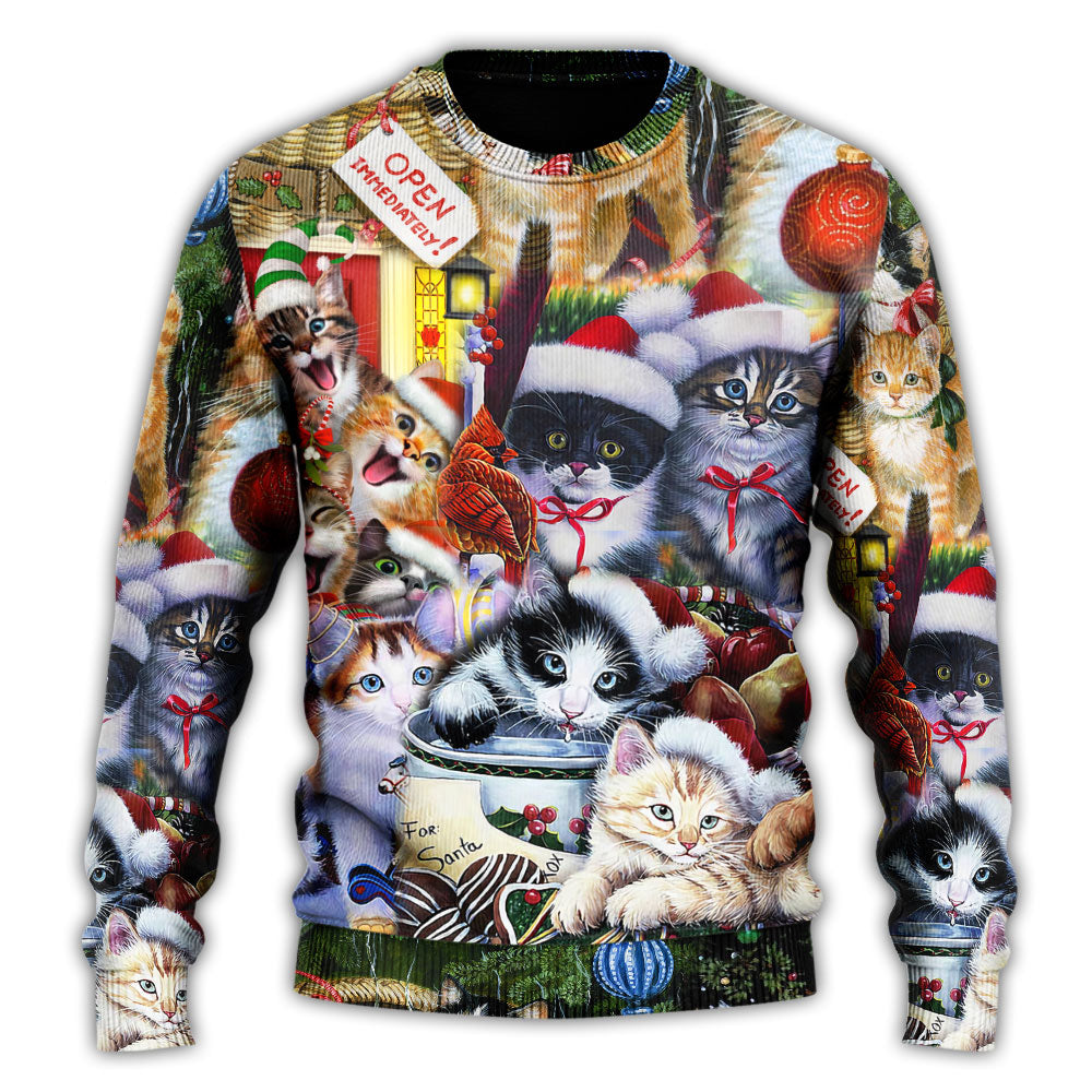 Christmas Cat Love Xmas Art Style – Sweater - Ugly Christmas Sweater
