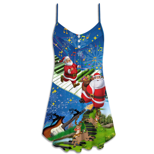 Christmas Musical Holiday Fun – Women's Summer Sleeveless V-Neck Camisole Dress